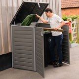 Olsen & Smith MASSIVE Capacity 1170L Outdoor Garden Storage Box Plastic Shed Garbage - Weatherproof with Wood Effect