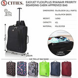 5 Cities (55x35x20cm) Lightweight Cabin Hand Luggage With a Retractable Telescopic Handle, Approved For Ryanair/easyJet/British Airways & more - Packed Direct UK
