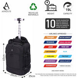 Aerolite 40x20x25cm Approved for Ryanair Premium Quality  Eco-Friendly Backpack Trolley with 2 Wheels, Extendable Handle, 10 Years Brand Warranty