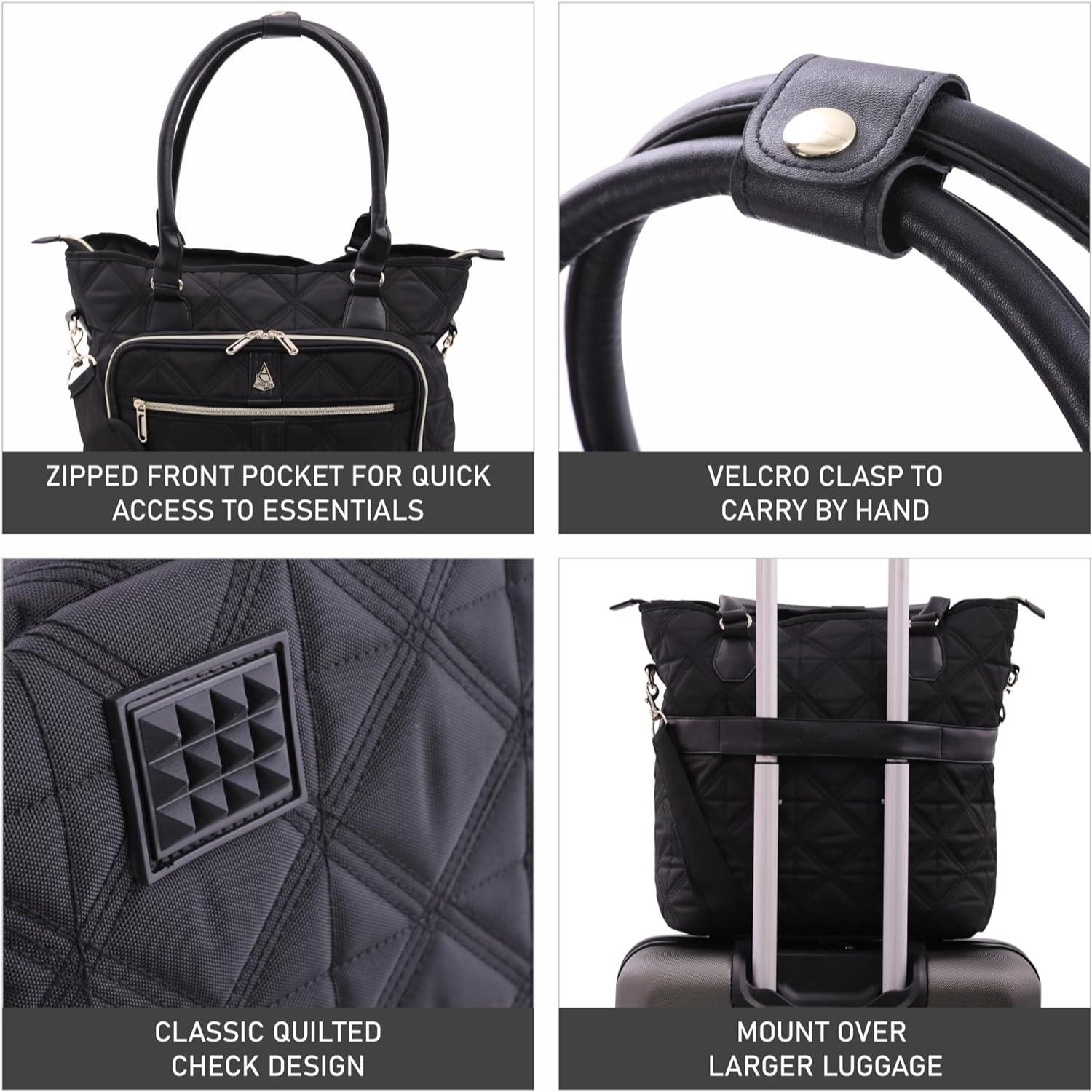 Aerolite 45x36x20 Easyjet Maximum Size Approved Laptop Bag - Fits up to 16.5", Overnight Hand Cabin Luggage Shoulder Bag Quilted with 10 Year Warranty (Black) - Aerolite UK