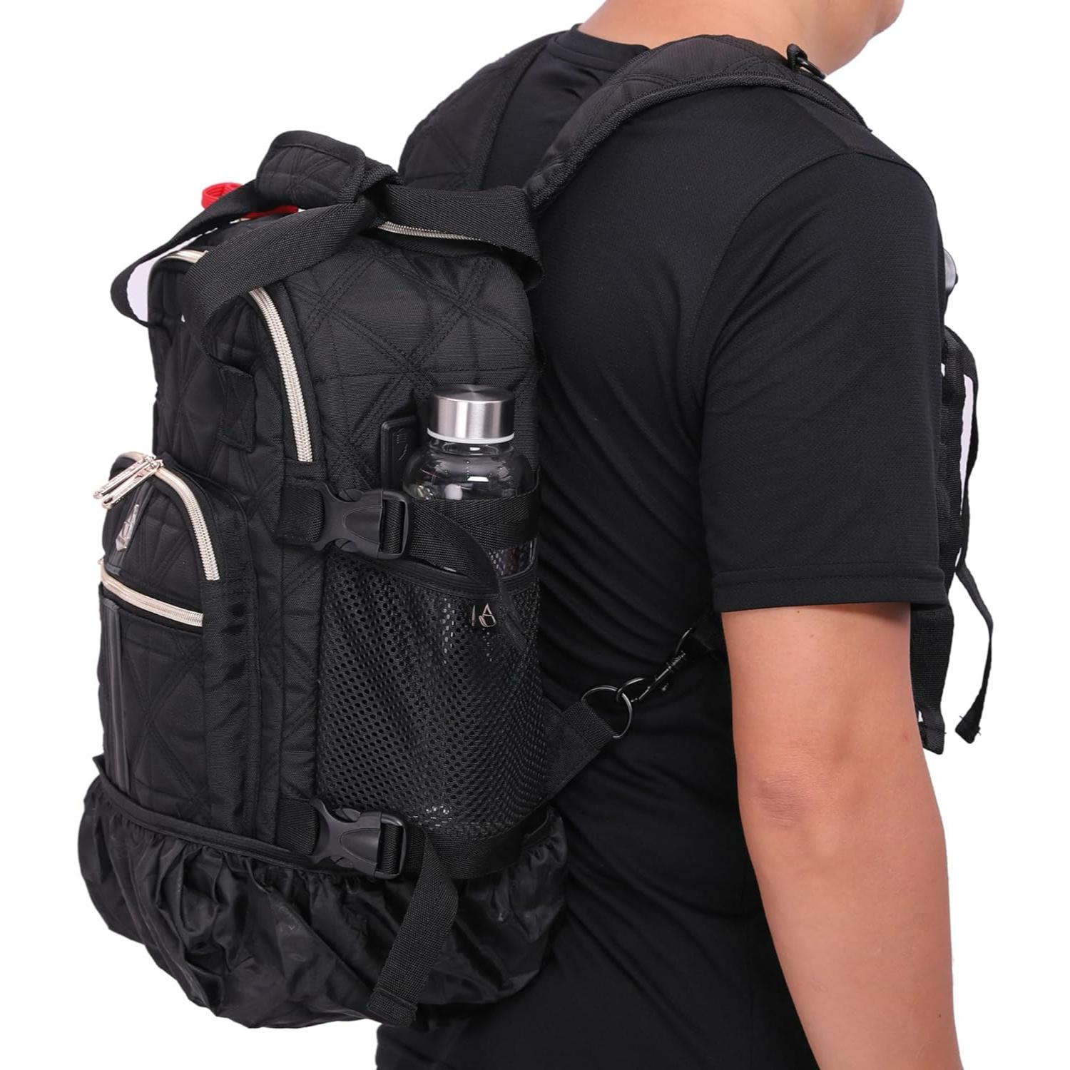 Aerolite 40x20x25 Ryanair Maximum Size Backpack Trolley Bag with 2 Wheels Eco-Friendly Cabin Luggage Approved Extendable Handle Travel Carry On Holdall Flight Rucksack with 10 Year Warranty (Quilted) - Aerolite UK