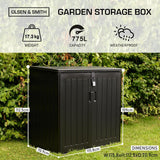 Olsen & Smith MASSIVE Capacity 775L Outdoor Garden Storage Box Plastic Shed Garbage - Weatherproof with Wood Effect