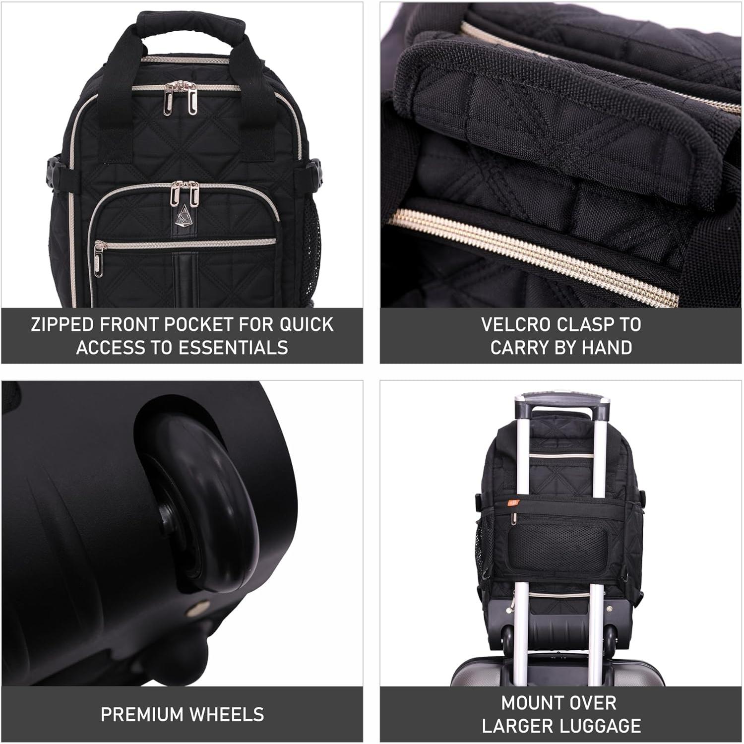 Aerolite 40x20x25 Ryanair Maximum Size Backpack Trolley Bag with 2 Wheels Eco-Friendly Cabin Luggage Approved Extendable Handle Travel Carry On Holdall Flight Rucksack with 10 Year Warranty (Quilted) - Aerolite UK