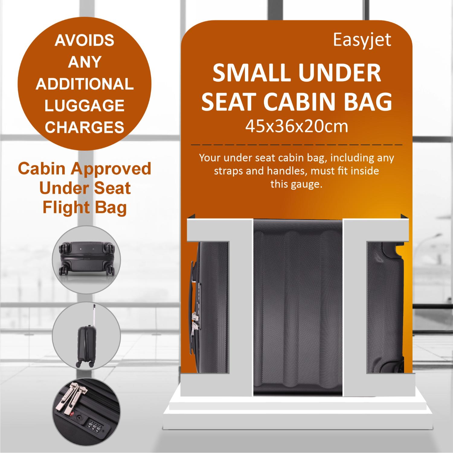 Aerolite (45x36x20cm) Easyjet Maximum Size Hard Shell Carry On Hand Cabin Luggage Underseat Flight Bag Suitcase 45x36x20 with 4 Dual Spinner Wheels