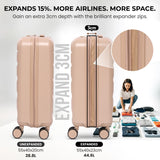 Aerolite Expandable 55x40x20cm to 55x40x23cm Ryanair Priority, Wizz Air Priority, Lufthansa Max Size Lightweight Hard Shell Carry On Hand Cabin Luggage Suitcase with 4 dual spinner wheels (BEIGE)