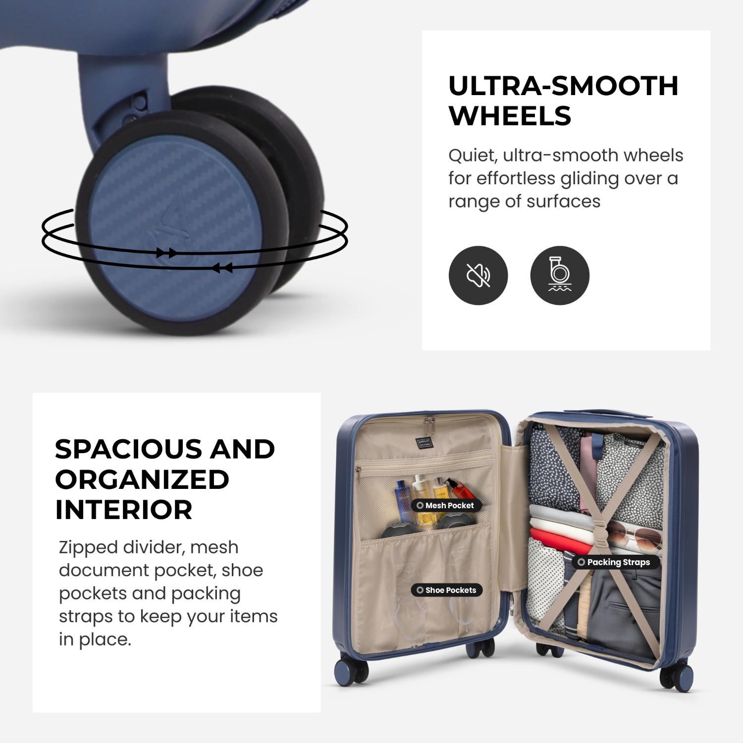 Aerolite Expandable 55x40x20cm to 55x40x23cm Ryanair Priority, Wizz Air Priority, Lufthansa Max Size Lightweight Hard Shell Carry On Hand Cabin Luggage Suitcase with 4 dual spinner wheels (BLUE)
