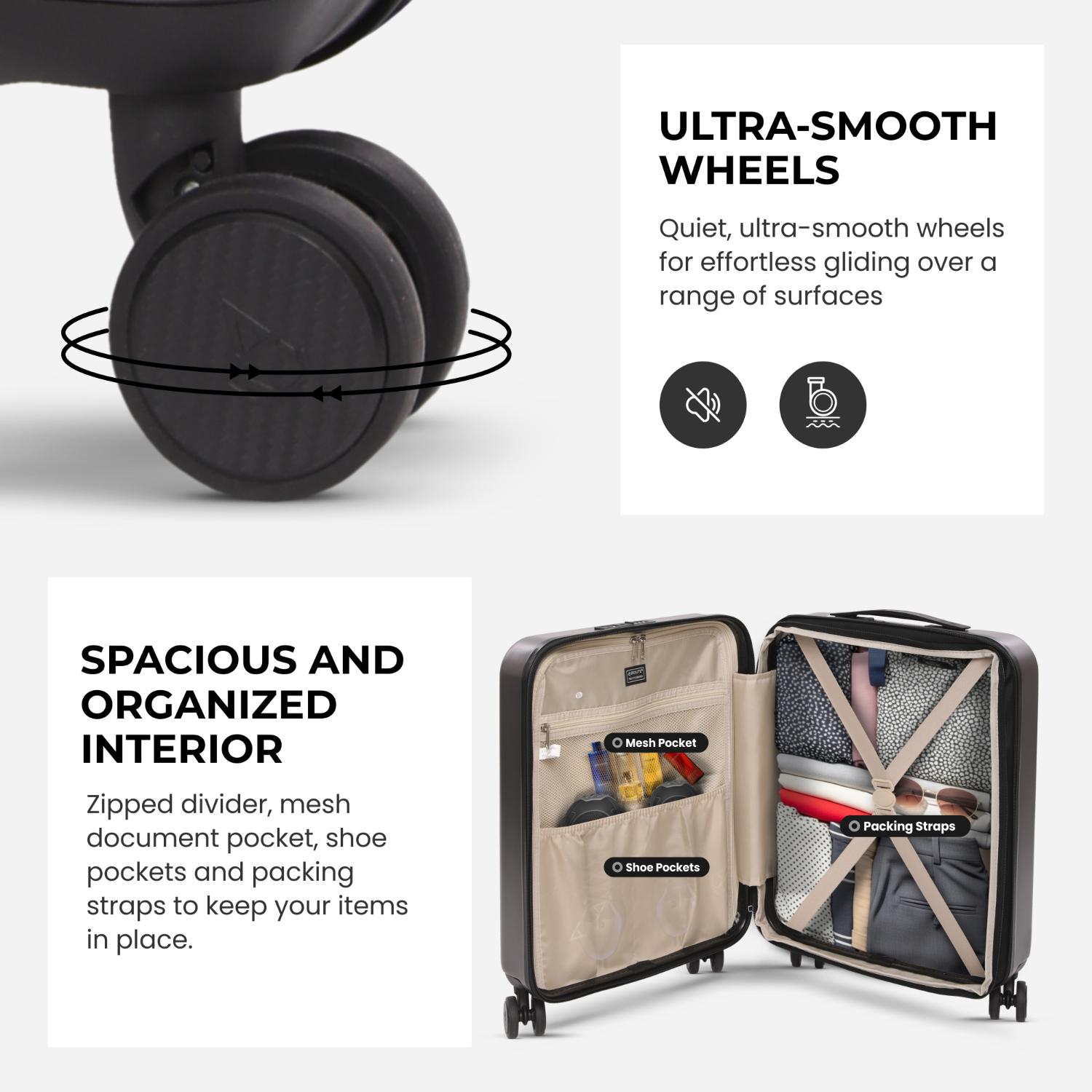 Aerolite Expandable 55x40x20cm to 55x40x23cm Ryanair Priority, Wizz Air Priority, Lufthansa Max Size Lightweight Hard Shell Carry On Hand Cabin Luggage Suitcase with 4 dual spinner wheels (CHARCOAL)
