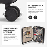 Aerolite Expandable 55x40x20cm to 55x40x23cm Ryanair Priority, Wizz Air Priority, Lufthansa Max Size Lightweight Hard Shell Carry On Hand Cabin Luggage Suitcase with 4 dual spinner wheels (CHARCOAL)