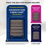 Aerolite Expandable 55x40x20cm to 55x40x23cm Ryanair Priority, Wizz Air Priority, Lufthansa Max Size Lightweight Hard Shell Carry On Hand Cabin Luggage Suitcase with 4 dual spinner wheels (CHARCOAL)