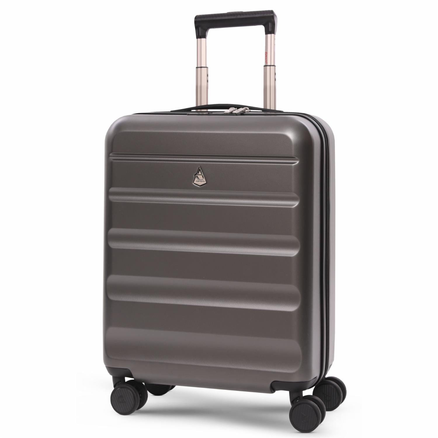 Aerolite Expandable 55x40x20cm to 55x40x23cm Ryanair Priority, Wizz Air Priority, Lufthansa Max Size Lightweight Hard Shell Carry On Hand Cabin Luggage Suitcase with 4 dual spinner wheels (CHARCOAL)