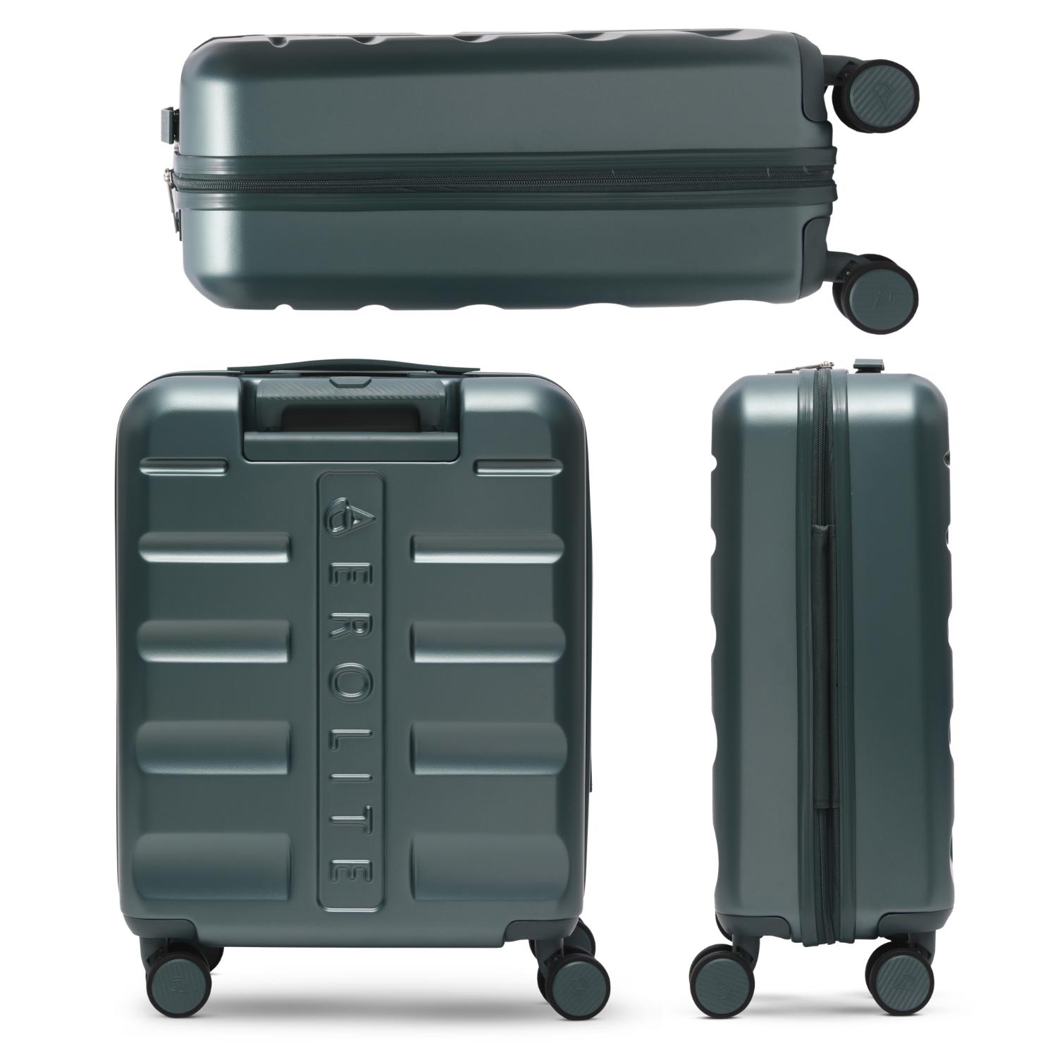 Aerolite Expandable 55x40x20cm to 55x40x23cm Ryanair Priority, Wizz Air Priority, Lufthansa Max Size Lightweight Hard Shell Carry On Hand Cabin Luggage Suitcase with 4 dual spinner wheels (FOREST GREEN)