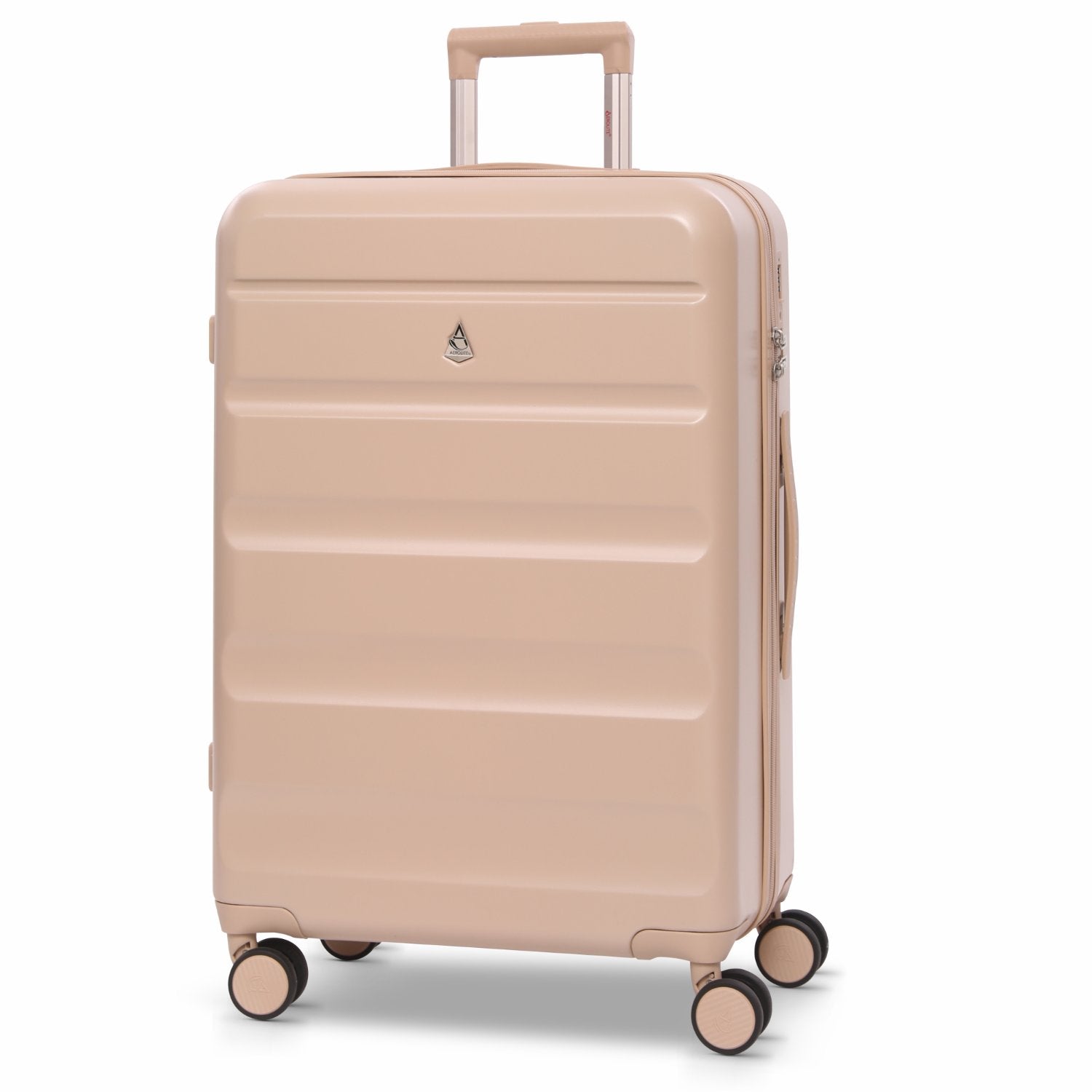 Aerolite 24” Medium 67L ABS Check-In Suitcase – Lightweight Hard Shell Luggage with 4 dual Spinner Wheels, TSA Lock & Organised Interior – Beige