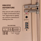 Aerolite 24” Medium 67L ABS Check-In Suitcase – Lightweight Hard Shell Luggage with 4 dual Spinner Wheels, TSA Lock & Organised Interior – Beige