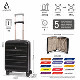 Aerolite Expandable 55x40x20cm to 55x40x23cm Ryanair Priority, Wizz Air Priority, Lufthansa Max Size Lightweight Hard Shell Carry On Hand Cabin Luggage Suitcase with 4 dual spinner wheels (BLACK)