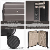 Aerolite 24” Medium 67L ABS Check-In Suitcase – Lightweight Hard Shell Luggage with 4 dual Spinner Wheels, TSA Lock & Organised Interior – Charcoal