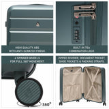 Aerolite 4-Piece ABS Lightweight Luggage Set – Expandable Cabin, Medium, Large & XL Hard Shell Suitcases with Spinner Wheels & TSA Lock – Forest Green