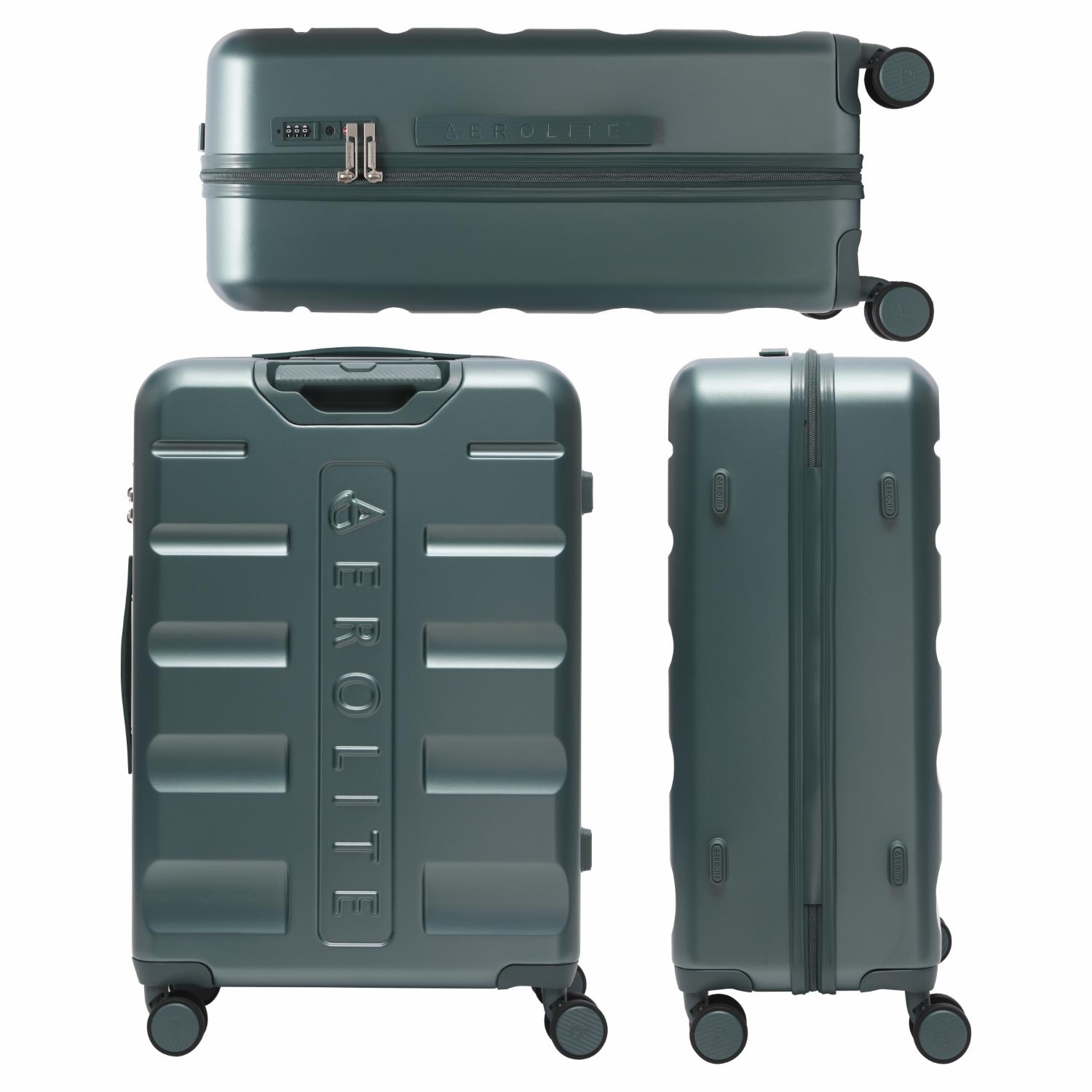 Aerolite 4-Piece ABS Lightweight Luggage Set – Expandable Cabin, Medium, Large & XL Hard Shell Suitcases with Spinner Wheels & TSA Lock – Forest Green