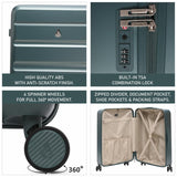 Aerolite 4-Piece ABS Lightweight Luggage Set – Expandable Cabin, Medium, Large & XL Hard Shell Suitcases with Spinner Wheels & TSA Lock – Forest Green