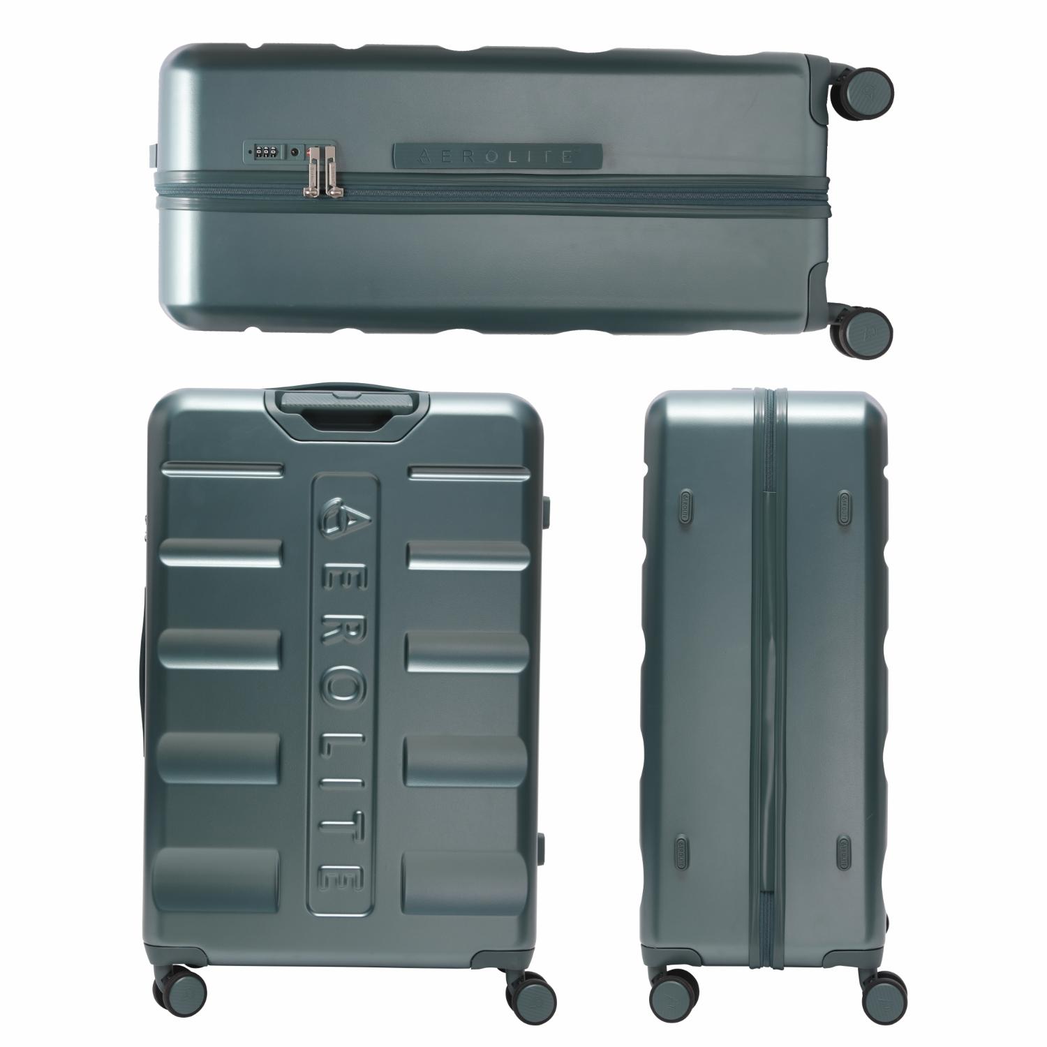 Aerolite 4-Piece ABS Lightweight Luggage Set – Expandable Cabin, Medium, Large & XL Hard Shell Suitcases with Spinner Wheels & TSA Lock – Forest Green