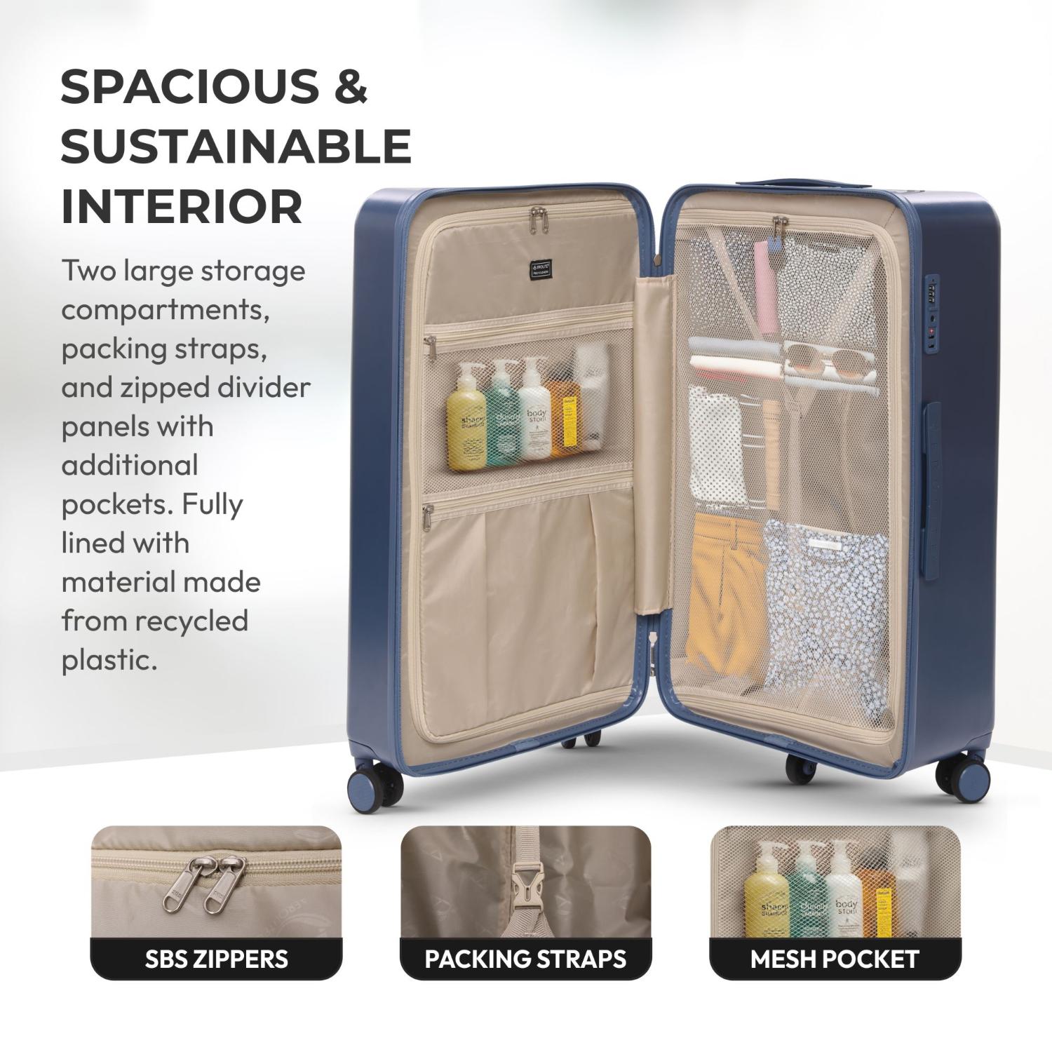 Aerolite 101L Large Trunk Suitcase with 8+1 Spinner Wheels, ABS Hard Shell Luggage with TSA Lock, Lightweight Check-in Travel Suitcase Trunk - Blue