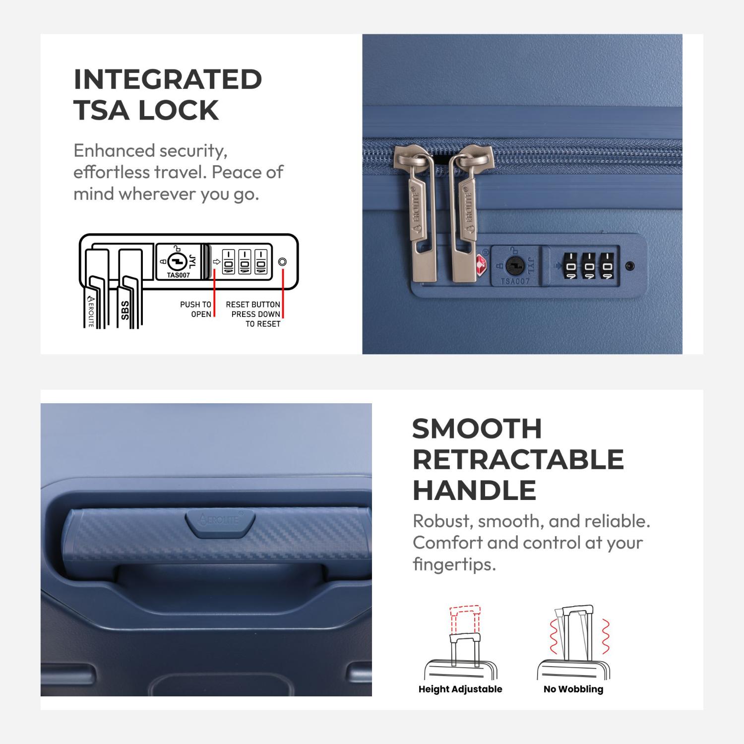 Aerolite 101L Large Trunk Suitcase with 8+1 Spinner Wheels, ABS Hard Shell Luggage with TSA Lock, Lightweight Check-in Travel Suitcase Trunk - Blue