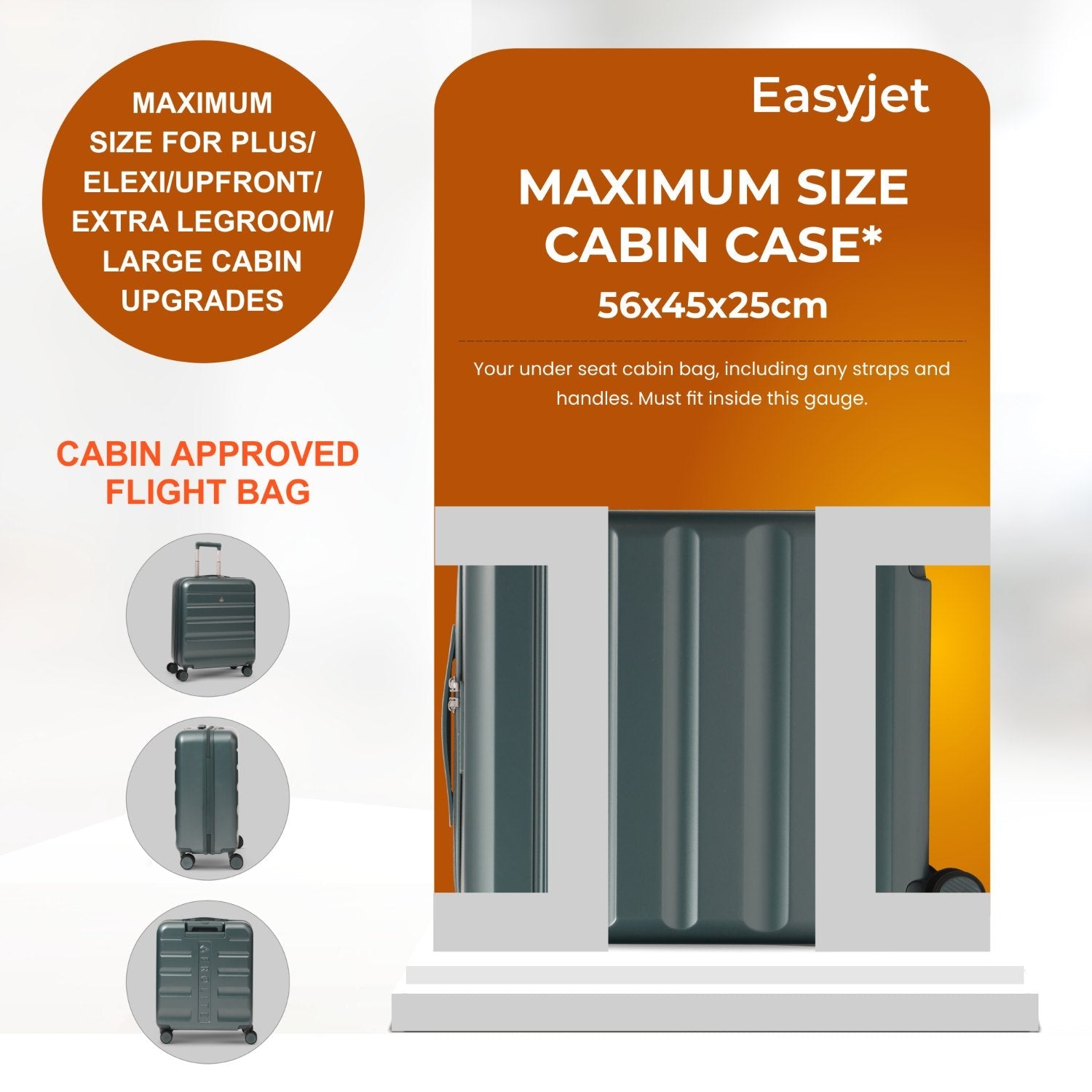 Aerolite 56x45x25cm Large Cabin Bag – Easyjet Large Cabin/Plus/Flexi, British Airways & Jet2 Maximum Cabin Luggage Size, Lightweight Hard Shell Suitcase with 8 Spinner Wheels, TSA Lock, 56L Capacity, 5-Year Warranty, Forest Green
