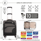 Aerolite Expandable 55x40x20cm to 55x40x23cm 8 Spinner Wheels Cabin Suitcase – MAX Size for Ryanair Priority & Wizz Air, Lufthansa, Ultra Lightweight Soft Shell Carry On with TSA Lock