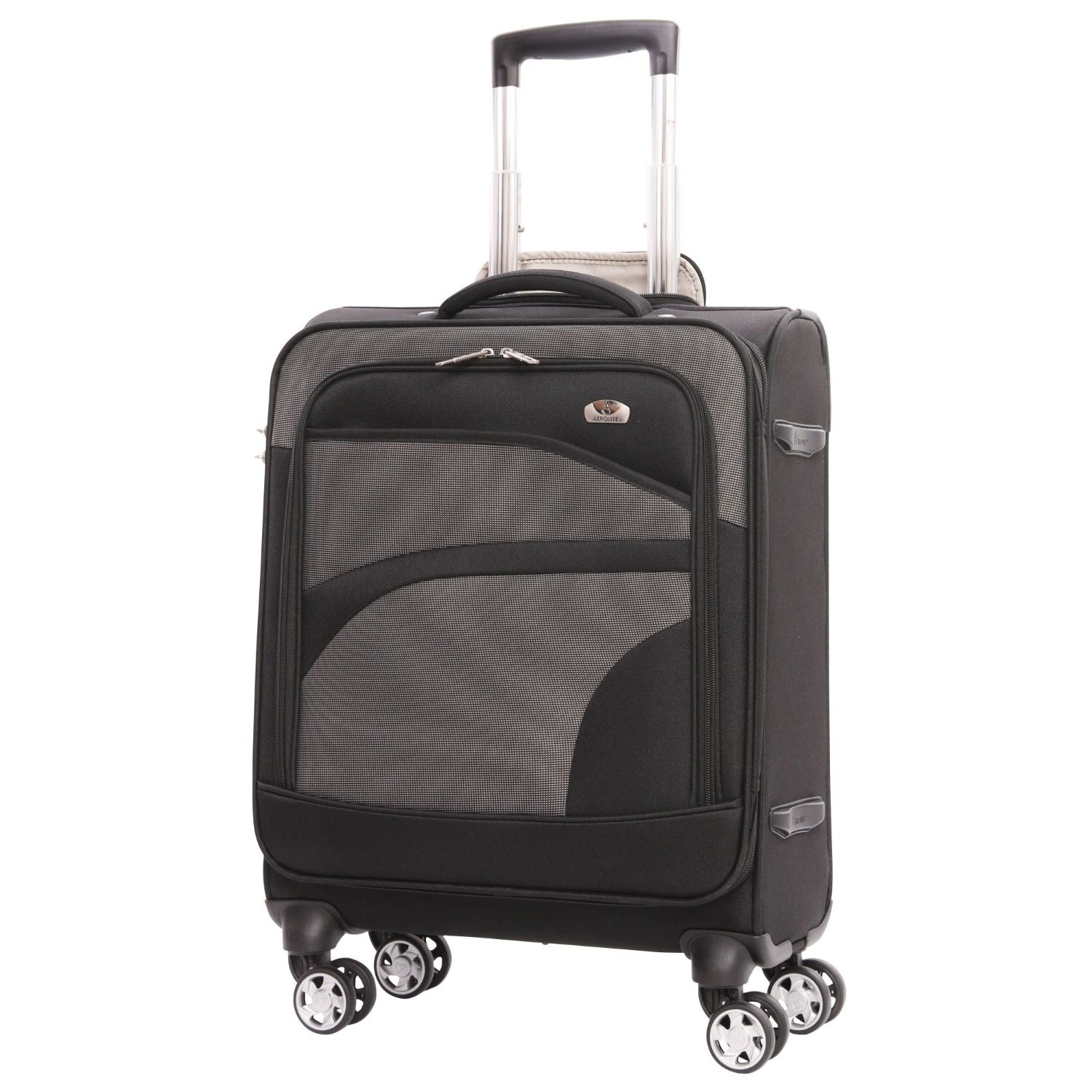 Aerolite Expandable 55x40x20cm to 55x40x23cm 8 Spinner Wheels Cabin Suitcase – MAX Size for Ryanair Priority & Wizz Air, Lufthansa, Ultra Lightweight Soft Shell Carry On with TSA Lock