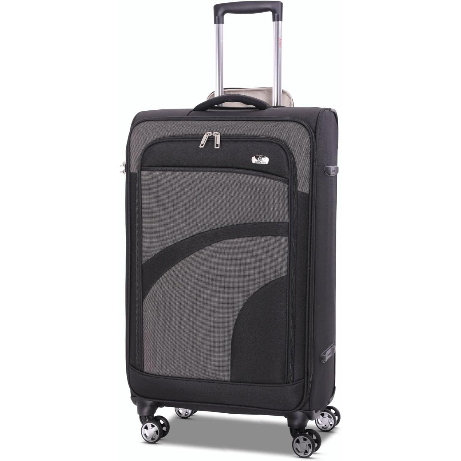 Aerolite Lightweight Soft Shell Complete Luggage Set (Cabin + Medium + Large Hold Luggage Suitcase) | 4 Dual Spinner Wheels