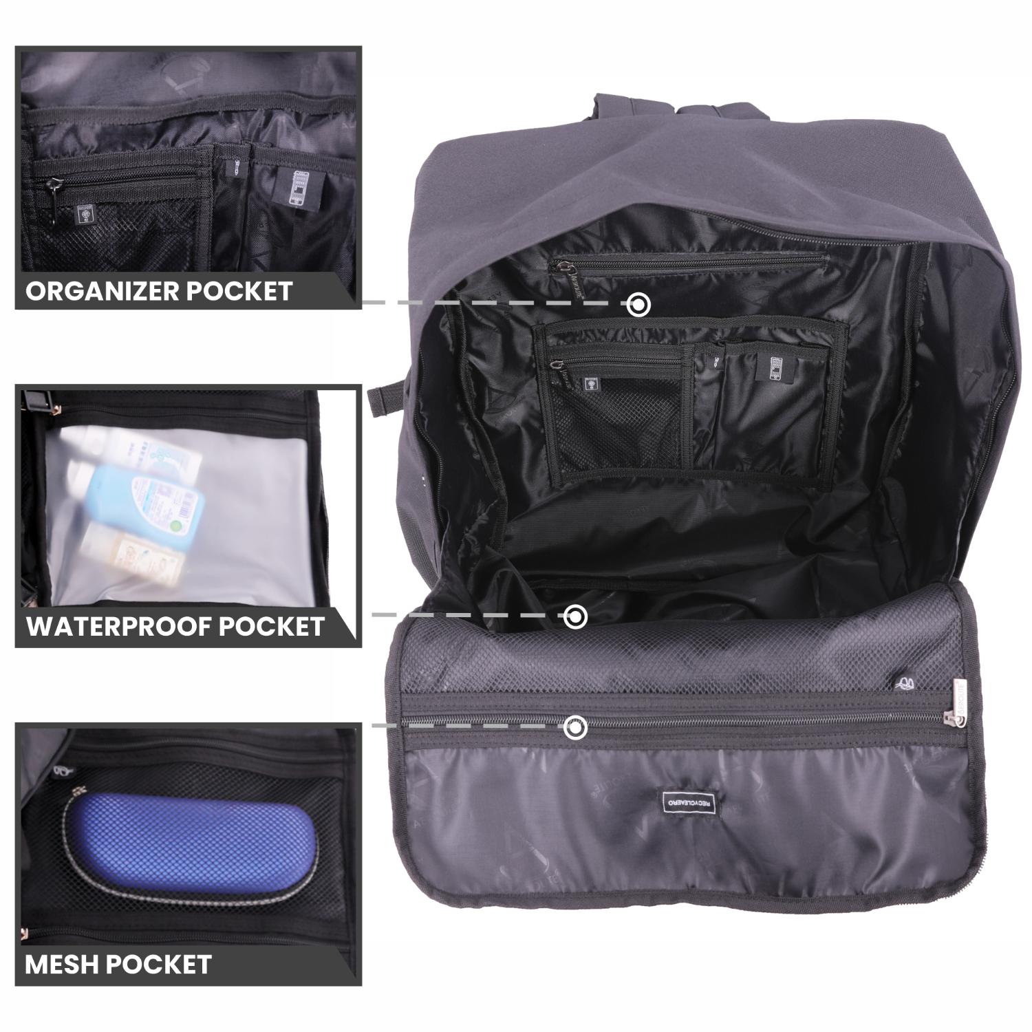 Aerolite 40x20x25cm Ryanair Maximum Premium Eco - Friendly Backpack With Removable Small Carry Pouch, Shower - Resistant Cabin Rucksack with 10 Years Brand Warranty - Aerolite UK