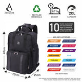 Aerolite 40x20x25cm Approved for Ryanair Premium Eco-Friendly Backpack With Removable Small Carry Pouch, Shower-Resistant Cabin Rucksack with 10 Years Brand Warranty