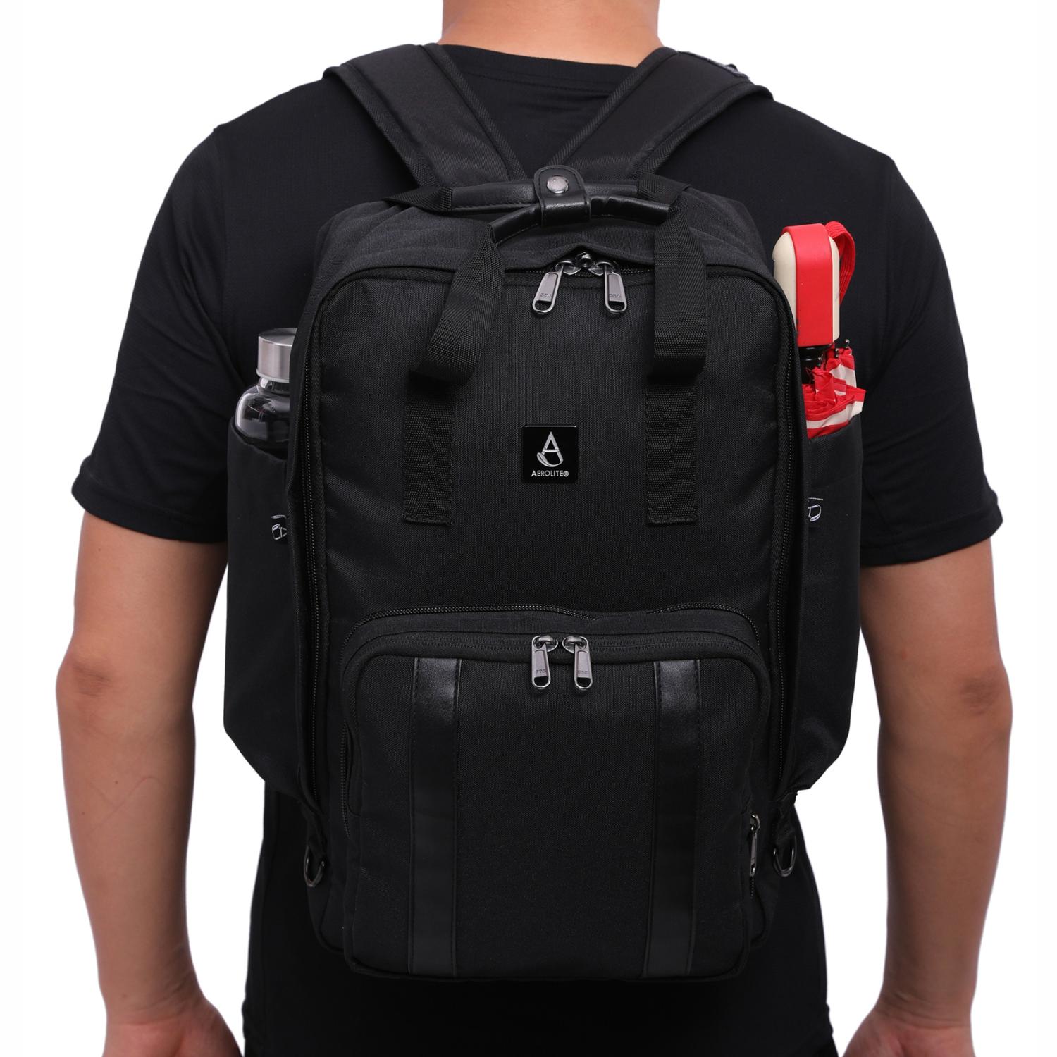 Aerolite 40x20x25 Ryanair Maximum Size Backpack With Removable Small Carry Pouch Eco-Friendly Shower-Resistant Cabin Luggage Approved Travel Carry On Holdall Flight Rucksack with 10 Year Warranty - Aerolite UK