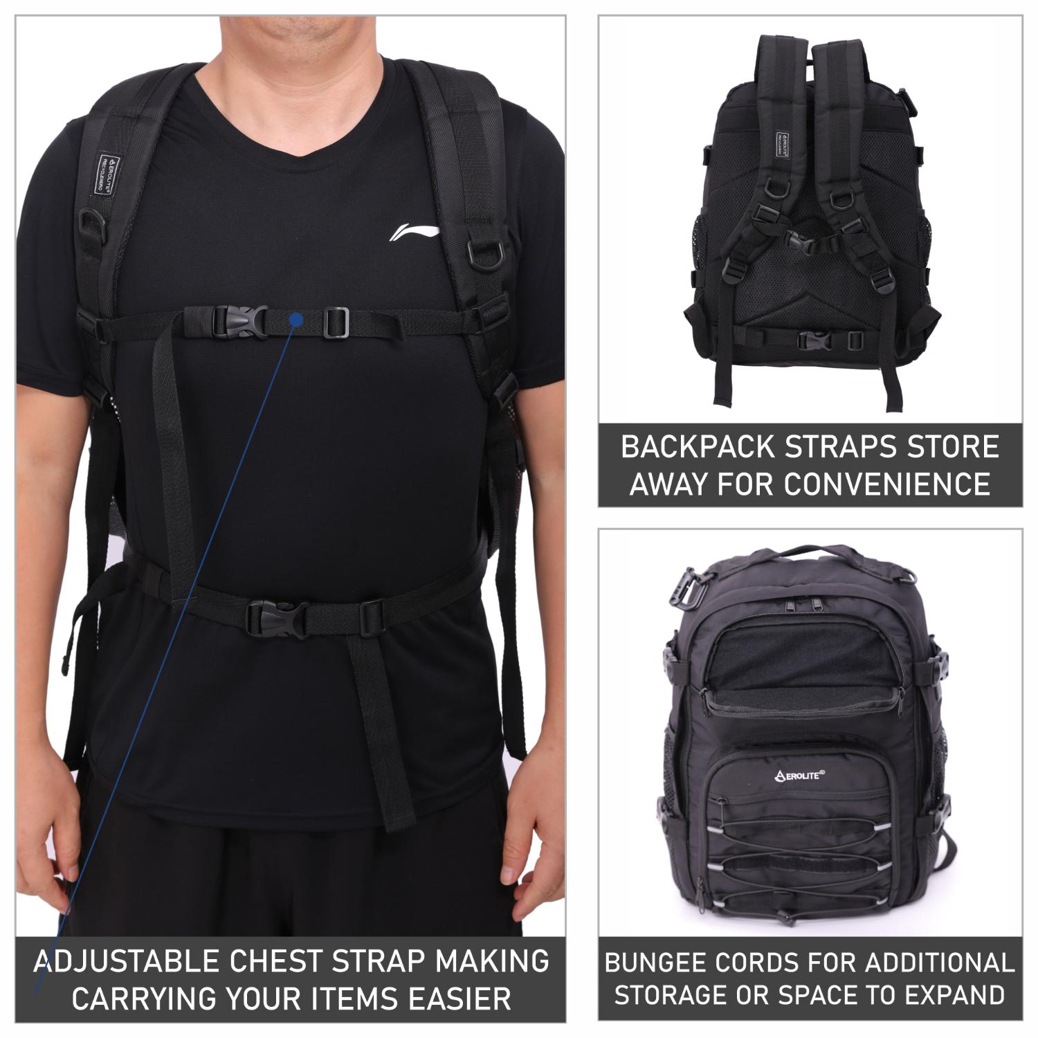 Aerolite 45x36x20 Easyjet Maximum Size Backpack With Removable Small Carry Pouch Recycled Eco-Friendly Shower-Resistant Cabin Luggage Approved Travel Carry On Flight Rucksack with 10 Year Warranty - Aerolite UK