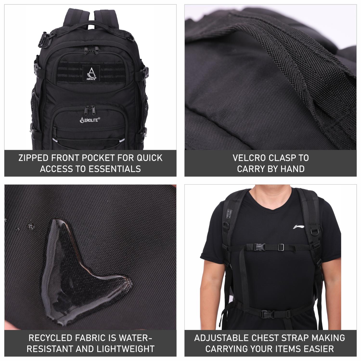 Aerolite 45x36x20 Easyjet Maximum Size Backpack With Removable Small Carry Pouch Recycled Eco-Friendly Shower-Resistant Cabin Luggage Approved Travel Carry On Flight Rucksack with 10 Year Warranty - Aerolite UK