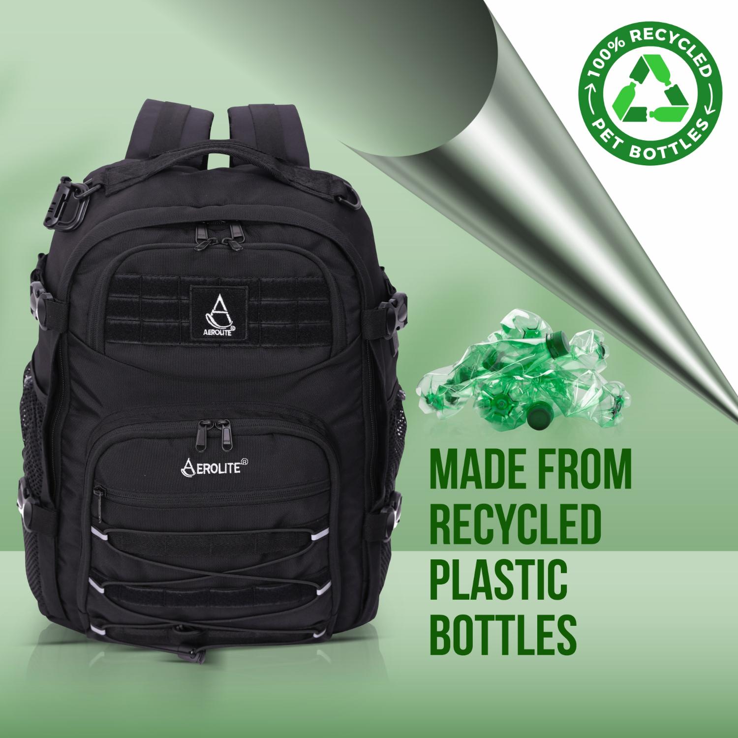 Aerolite 45x36x20 Easyjet Maximum Size Backpack With Removable Small Carry Pouch Recycled Eco-Friendly Shower-Resistant Cabin Luggage Approved Travel Carry On Flight Rucksack with 10 Year Warranty - Aerolite UK