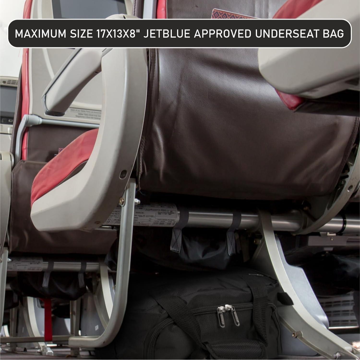 Aerolite Underseat 17x13x8” jetBlue Airline Maximum Size Carry On Holdall with 5 Year Guarantee, Premium Carry On Personal Item Eco - Friendly Travel Duffel Bag - Aerolite UK