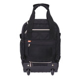 Aerolite 40x20x25cm Ryanair eco-friendly premium quilted backpack trolley bag in black with 2 wheels, extendable handle, and multiple compartments.