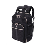 Aerolite 40x20x25cm Ryanair eco-friendly quilted backpack trolley bag in black with 2 wheels, extendable handle, and multiple compartments.