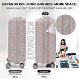 Aerolite Premium PP 2-Piece Luggage Set, Lightweight Polypropylene Hard Shell Suitcases with 4 Dual Spinner Wheels & TSA Lock, Expandable Cabin (21”), Large (28”), Expandable Carry-On Case Included – Cream