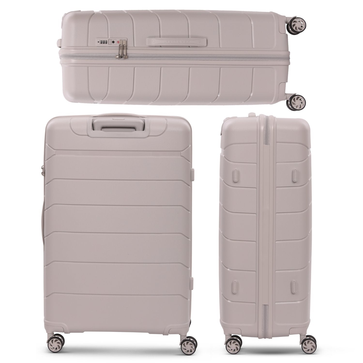 Aerolite Premium PP 2-Piece Luggage Set, Lightweight Polypropylene Hard Shell Suitcases with 4 Dual Spinner Wheels & TSA Lock, Expandable Cabin (21”), Large (28”), Expandable Carry-On Case Included – Cream