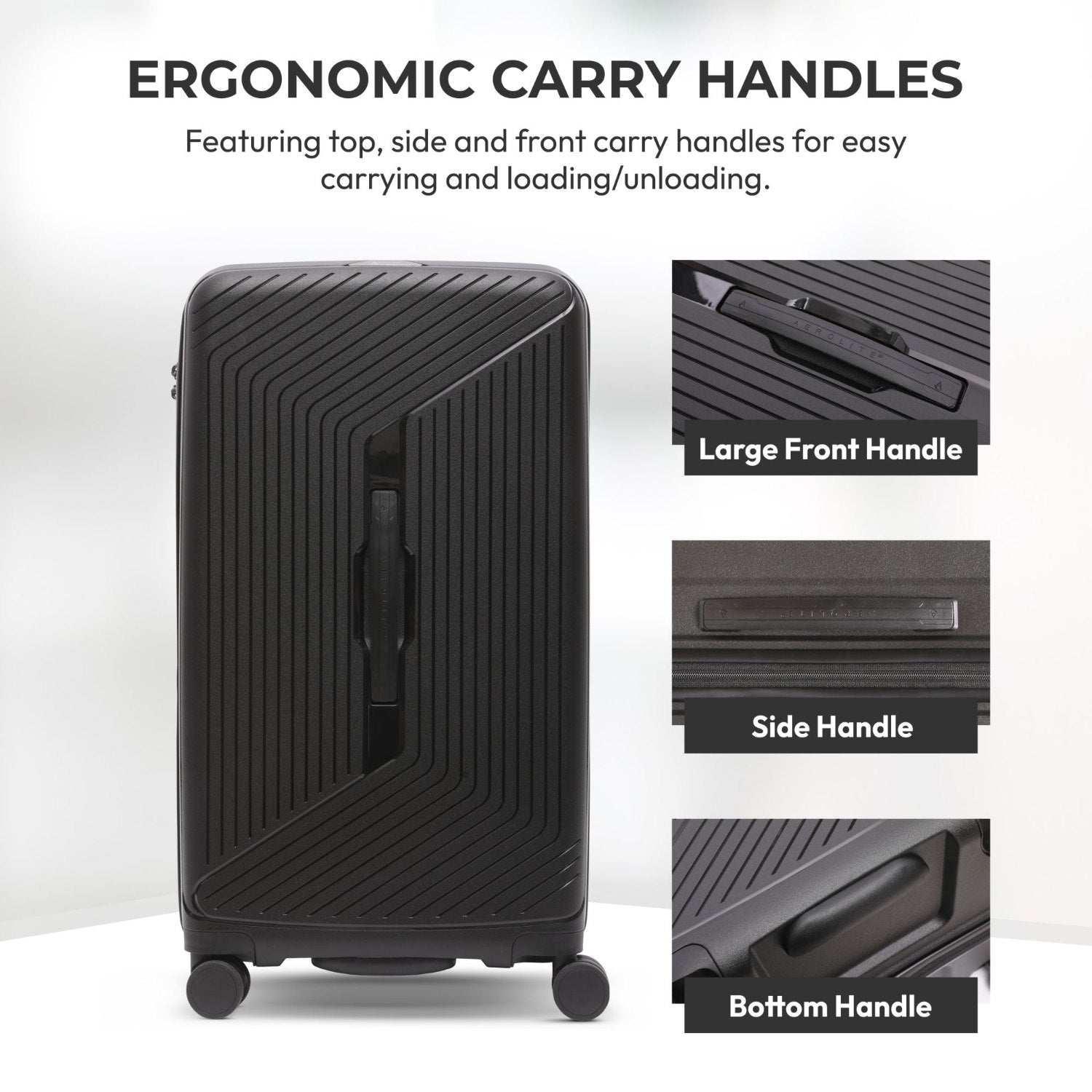 Aerolite 108L Extra-Large Travel Trunk – Durable Polypropylene Shell, 4 Dual-Wheel Spinner, TSA Lock, YKK Zippers & Fresh-Lining Interior – Black