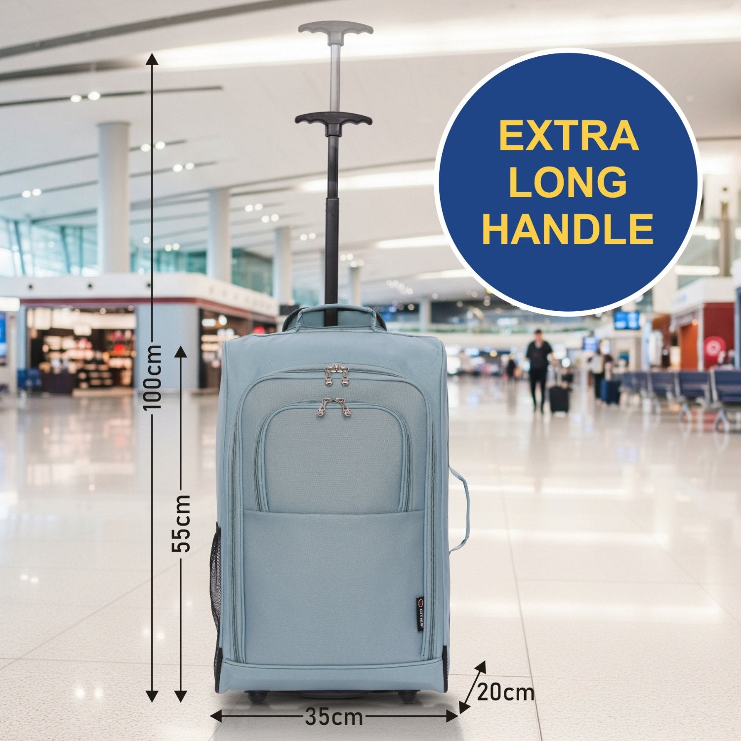 5 Cities (55x35x20cm) Lightweight Cabin Hand Luggage With a Retractable Telescopic Handle, Approved For Ryanair/easyJet/British Airways & more