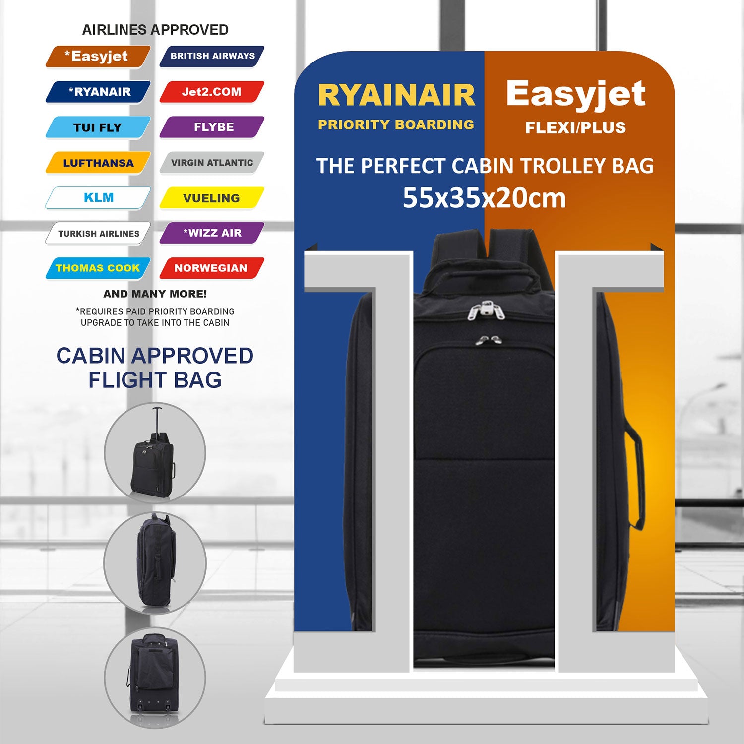 5 Cities (55x35x20cm) Lightweight Cabin Hand Luggage