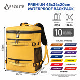 Aerolite Waterproof Backpack – Easyjet Maximum Underseat Size 45×36×20cm, 32L Cabin Rucksack with 15.6″ Laptop Sleeve, Multiple Pockets & Travel-Friendly Features – Mango