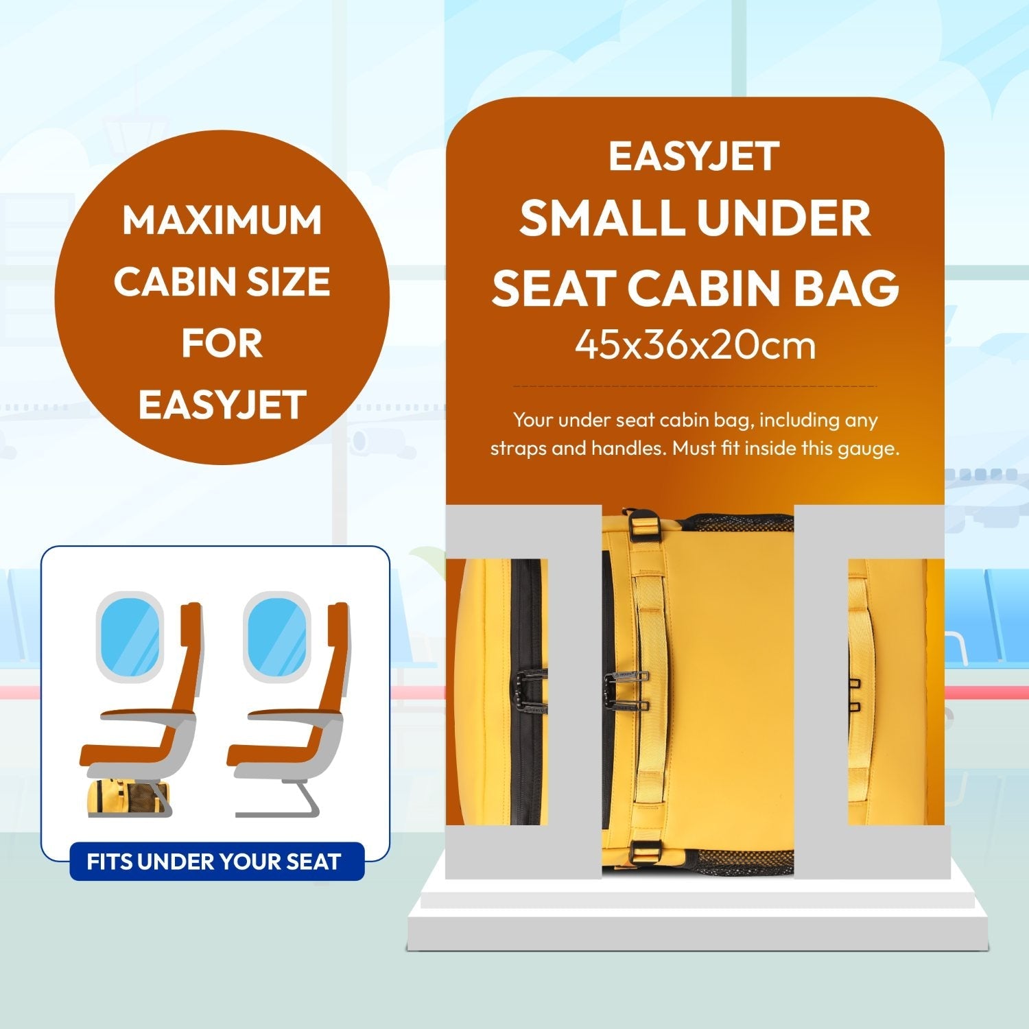 Aerolite Waterproof Backpack – Easyjet Maximum Underseat Size 45×36×20cm, 32L Cabin Rucksack with 15.6″ Laptop Sleeve, Multiple Pockets & Travel-Friendly Features – Mango