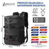 Aerolite Waterproof Backpack – Ryanair & Wizz Air Free Underseat Size 40×20×25 cm, 20L Cabin Rucksack with 14″ Laptop Sleeve, Multiple Pockets & Travel Essentials – Black