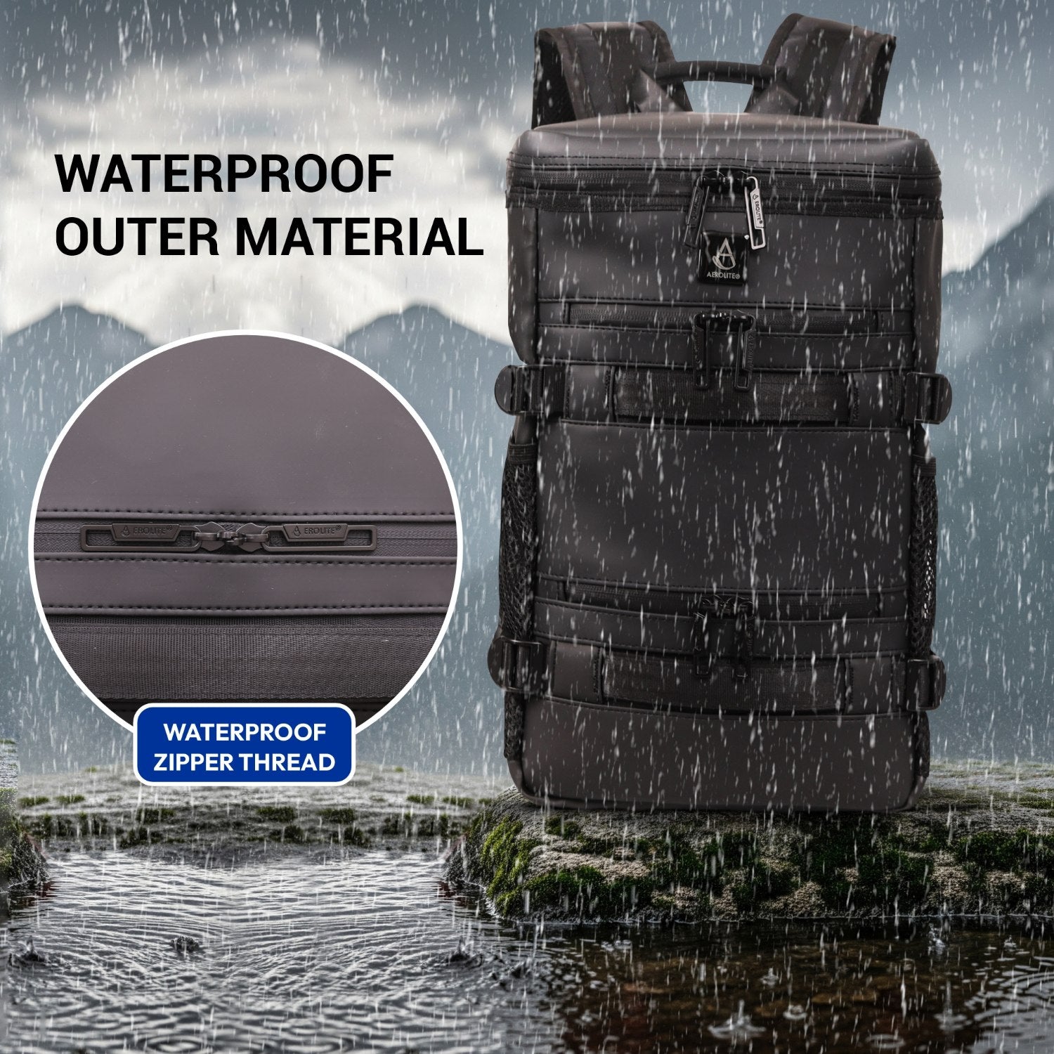 Aerolite Waterproof Backpack – Ryanair & Wizz Air Free Underseat Size 40×20×25 cm, 20L Cabin Rucksack with 14″ Laptop Sleeve, Multiple Pockets & Travel Essentials – Black