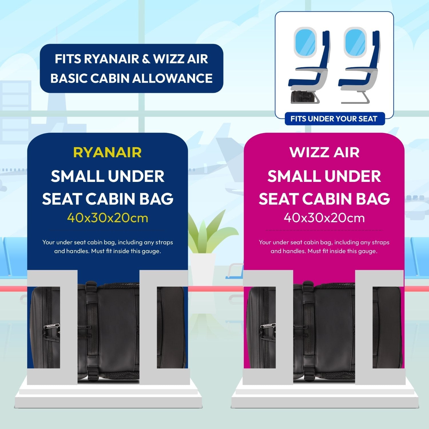 Aerolite Waterproof Backpack – Ryanair & Wizz Air Free Underseat Size 40×20×25 cm, 20L Cabin Rucksack with 14″ Laptop Sleeve, Multiple Pockets & Travel Essentials – Black