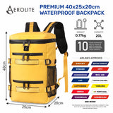 Aerolite Waterproof Backpack – Ryanair & Wizz Air Free Underseat Size 40×20×25 cm, 20L Cabin Rucksack with 14″ Laptop Sleeve, Multiple Pockets & Travel Essentials – Mango