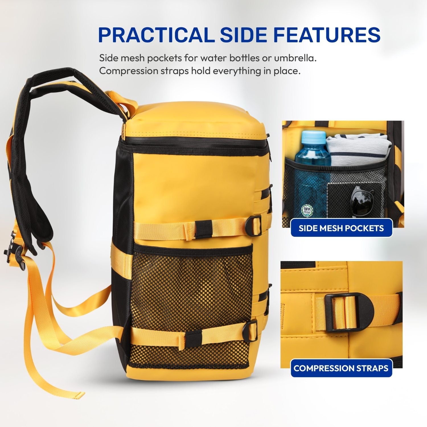 Aerolite Waterproof Backpack – Ryanair & Wizz Air Free Underseat Size 40×20×25 cm, 20L Cabin Rucksack with 14″ Laptop Sleeve, Multiple Pockets & Travel Essentials – Mango